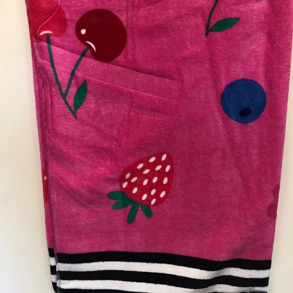MWT Juicy Couture Pink Fruit Print Beach Towel - Cherry & Berry Motif